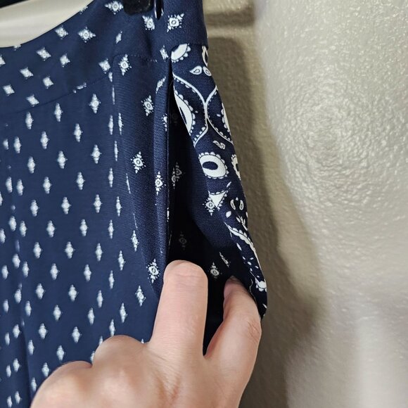 Cabi 8 Blue Trouser Pants Paisley High Rise Wide Leg  5176 Office Career Boho - Picture 3 of 10